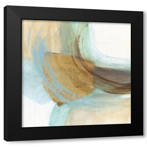 Blue Rythm I Black Modern Wood Framed Art Print with Double Matting by Tava Studios