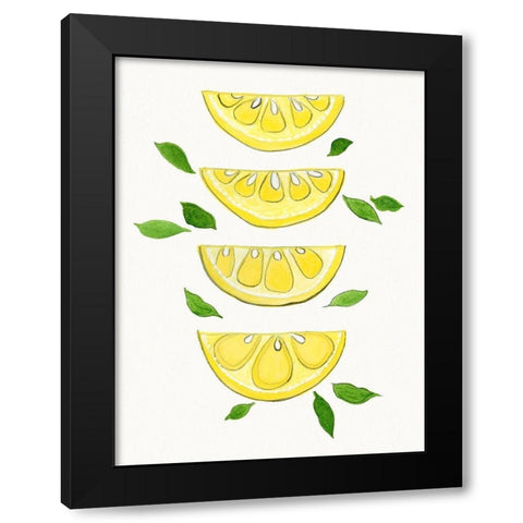 Lemon Slices Black Modern Wood Framed Art Print by Tava Studios