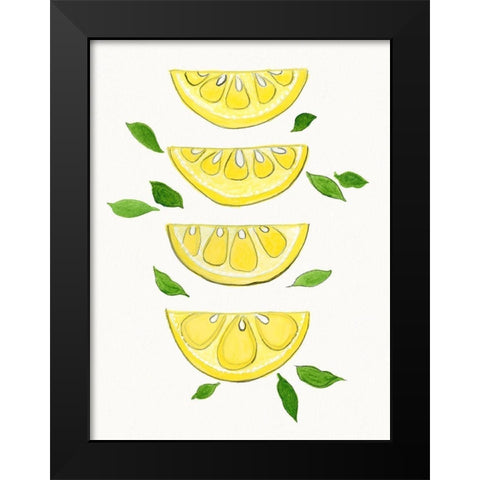 Lemon Slices Black Modern Wood Framed Art Print by Tava Studios