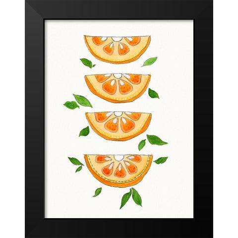 Orange Slices Black Modern Wood Framed Art Print by Tava Studios