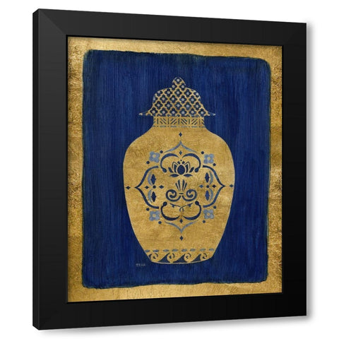 Sapphire and Gold Urn I Black Modern Wood Framed Art Print by Tava Studios