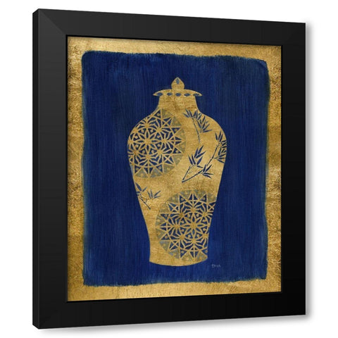 Sapphire and Gold Urn II Black Modern Wood Framed Art Print by Tava Studios