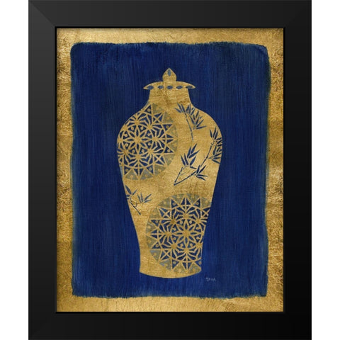 Sapphire and Gold Urn II Black Modern Wood Framed Art Print by Tava Studios