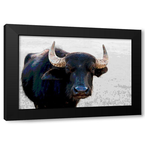 Buffalo Meets Warhol Black Modern Wood Framed Art Print by Tondini, Nico