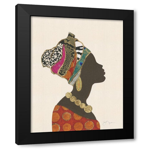 African Silhouette Woman I Black Modern Wood Framed Art Print by Tava Studios