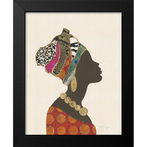African Silhouette Woman I Black Modern Wood Framed Art Print by Tava Studios