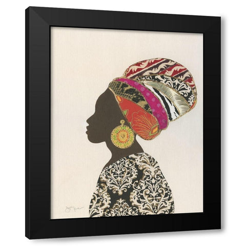 African Silhouette Woman II Black Modern Wood Framed Art Print with Double Matting by Tava Studios