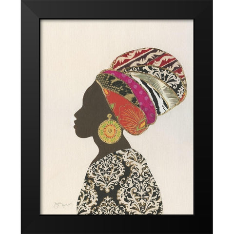 African Silhouette Woman II Black Modern Wood Framed Art Print by Tava Studios