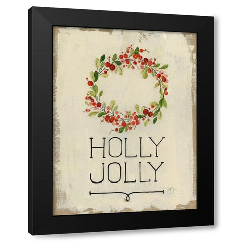 Holly Jolly Black Modern Wood Framed Art Print by Tava Studios