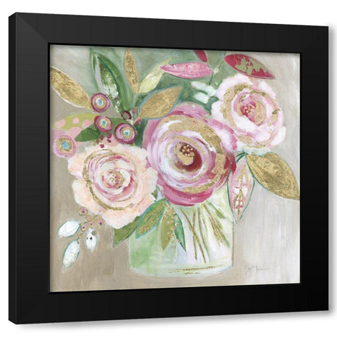 Pink Metallic Bling Black Modern Wood Framed Art Print with Double Matting by Tava Studios