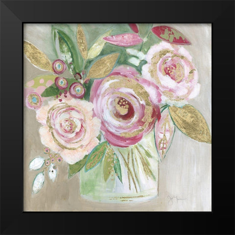 Pink Metallic Bling Black Modern Wood Framed Art Print by Tava Studios
