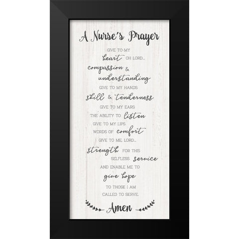 Nurses Prayer Black Modern Wood Framed Art Print by CAD Designs