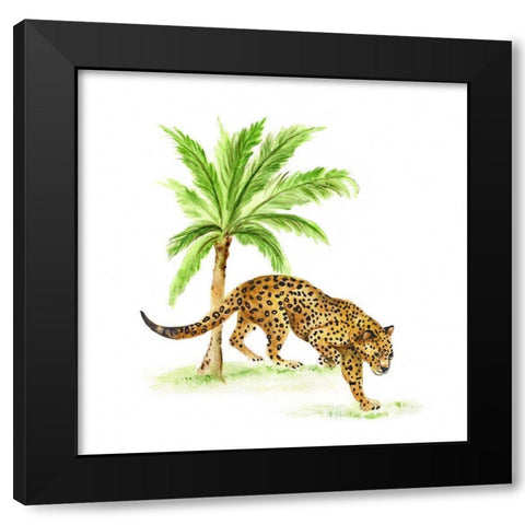 Jungle Cat I Black Modern Wood Framed Art Print with Double Matting by Tava Studios