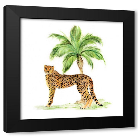 Jungle Cat II Black Modern Wood Framed Art Print with Double Matting by Tava Studios