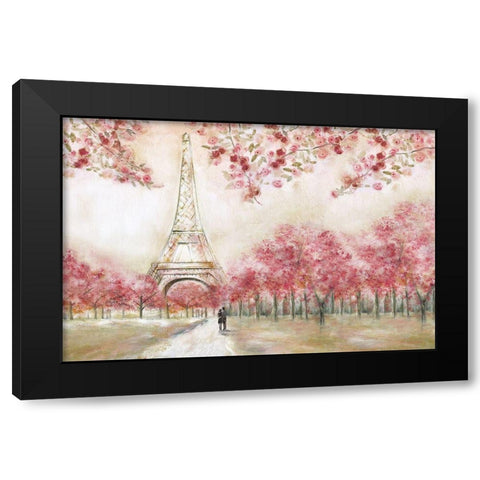 Spring In Paris Black Modern Wood Framed Art Print with Double Matting by Tava Studios