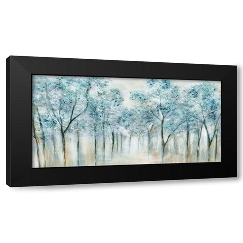Spring Blue Black Modern Wood Framed Art Print with Double Matting by Tava Studios