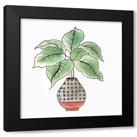 Boho Greenery I Black Modern Wood Framed Art Print by Tava Studios