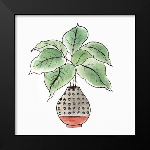 Boho Greenery I Black Modern Wood Framed Art Print by Tava Studios