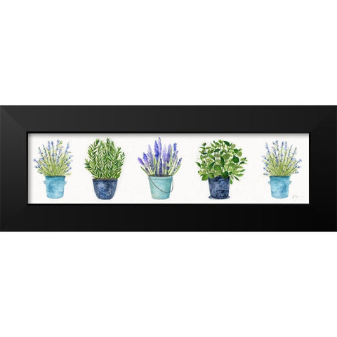 Herbs In A Row Black Modern Wood Framed Art Print by Tava Studios