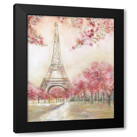 Paris Spring Black Modern Wood Framed Art Print with Double Matting by Tava Studios
