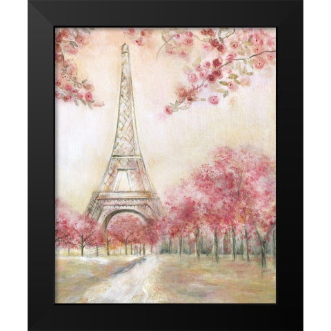 Paris Spring Black Modern Wood Framed Art Print by Tava Studios