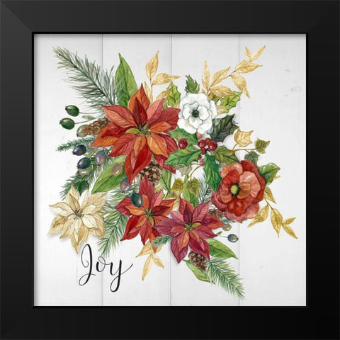 Holiday Poinsettia Joy Black Modern Wood Framed Art Print by Finn, Livi