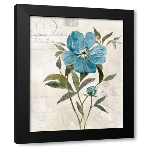 Linen Peony Black Modern Wood Framed Art Print with Double Matting by Robinson, Carol