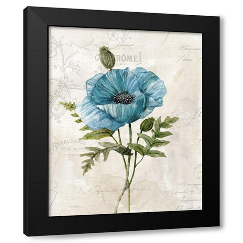 Linen Poppy Black Modern Wood Framed Art Print with Double Matting by Robinson, Carol
