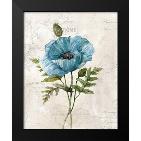 Linen Poppy Black Modern Wood Framed Art Print by Robinson, Carol