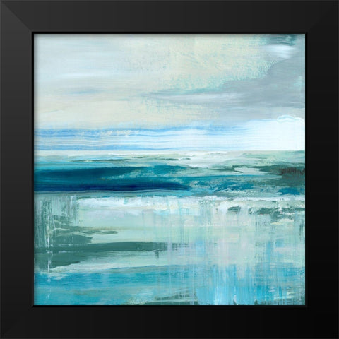 Abstract Sea and Teal Black Modern Wood Framed Art Print by Nan
