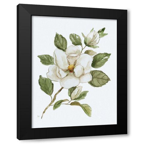 Magnolia Morning I Black Modern Wood Framed Art Print by Nan