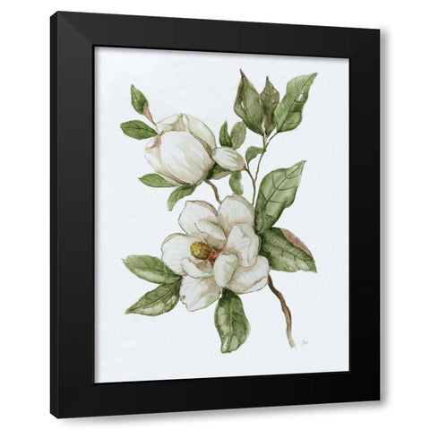 Magnolia Morning II Black Modern Wood Framed Art Print with Double Matting by Nan