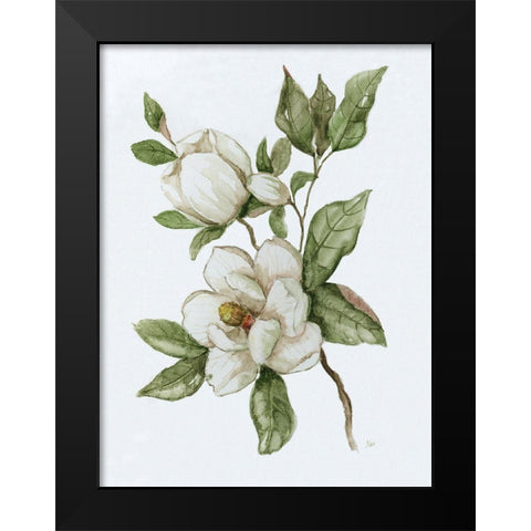 Magnolia Morning II Black Modern Wood Framed Art Print by Nan