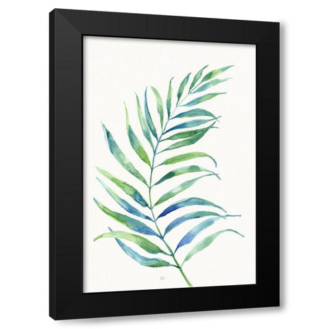 Aqua Frond I Black Modern Wood Framed Art Print with Double Matting by Nan