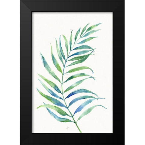 Aqua Frond I Black Modern Wood Framed Art Print by Nan