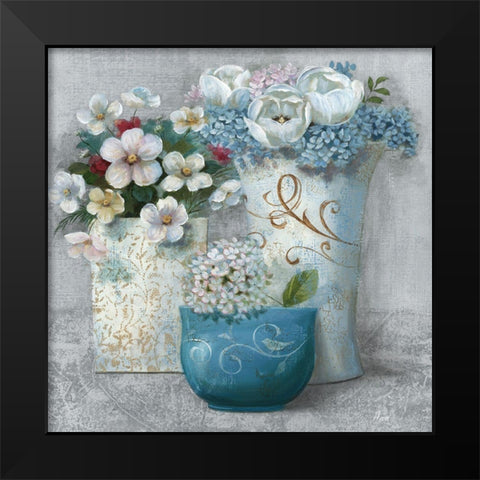 Chic Bouquet Bouquet I Black Modern Wood Framed Art Print by Nan