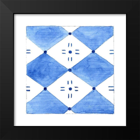 Blue Wash Tile IV Black Modern Wood Framed Art Print by Tava Studios