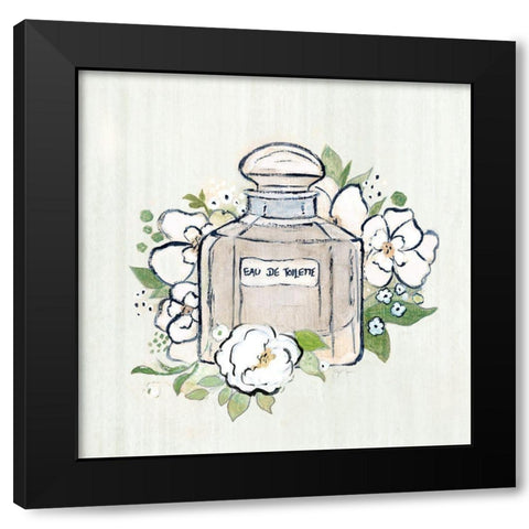 Fashion Floral Eau de Toilette Black Modern Wood Framed Art Print with Double Matting by Tava Studios