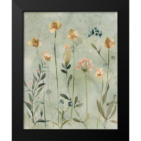 Botanical Sketchbook Black Modern Wood Framed Art Print by Finn, Livi