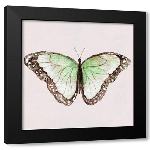 Emerald Butterfly I Black Modern Wood Framed Art Print by Tava Studios