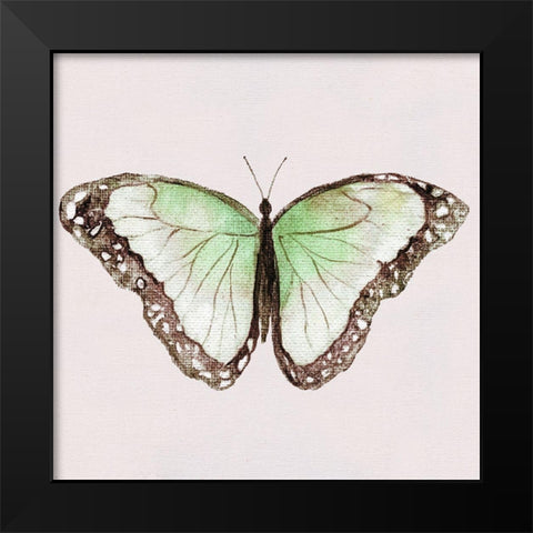 Emerald Butterfly I Black Modern Wood Framed Art Print by Tava Studios