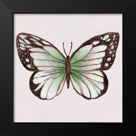 Emerald Butterly II Black Modern Wood Framed Art Print by Tava Studios