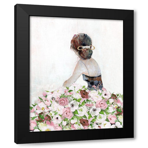 Floral Contemplation II Black Modern Wood Framed Art Print with Double Matting by Tava Studios