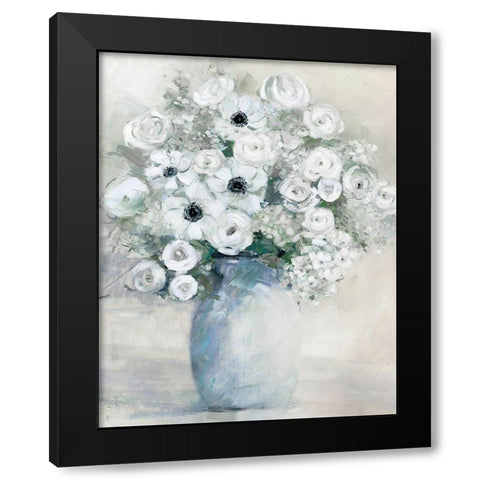 White Anemone Black Modern Wood Framed Art Print with Double Matting by Swatland, Sally