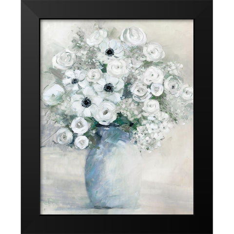 White Anemone Black Modern Wood Framed Art Print by Swatland, Sally