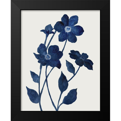 Indigo Bloom II Black Modern Wood Framed Art Print by Tava Studios