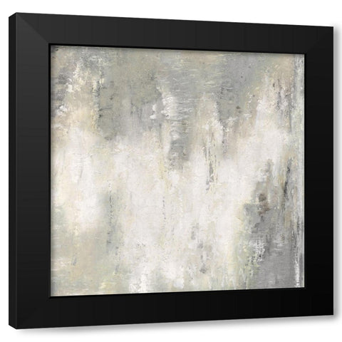 Misty Abstract Black Modern Wood Framed Art Print by Tava Studios