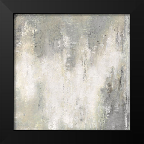 Misty Abstract Black Modern Wood Framed Art Print by Tava Studios
