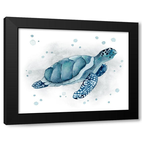 Blue Turtle I Black Modern Wood Framed Art Print by Tava Studios