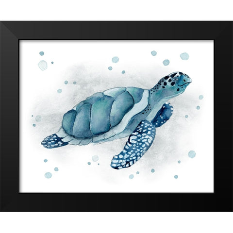 Blue Turtle I Black Modern Wood Framed Art Print by Tava Studios